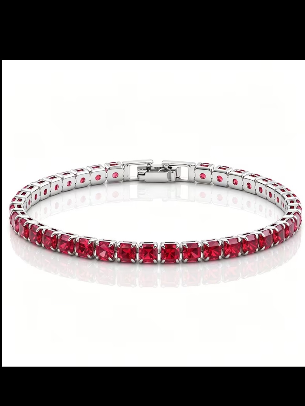Red Tennis Bracelet - Elegant Ruby-Red Stones
